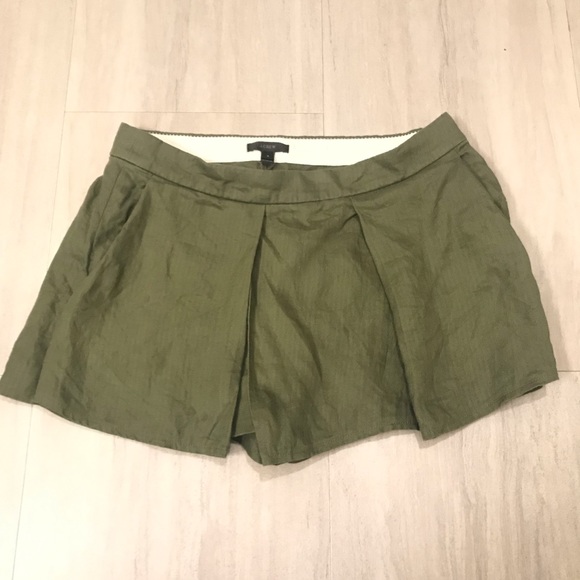 J. Crew Linen Crossover Short in Olive Green - Picture 2 of 6